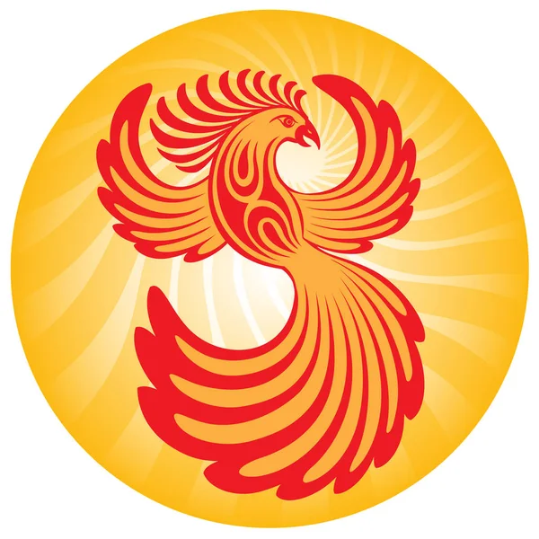 Phoenix avec les ailes ouvertes dans le cercle — Image vectorielle