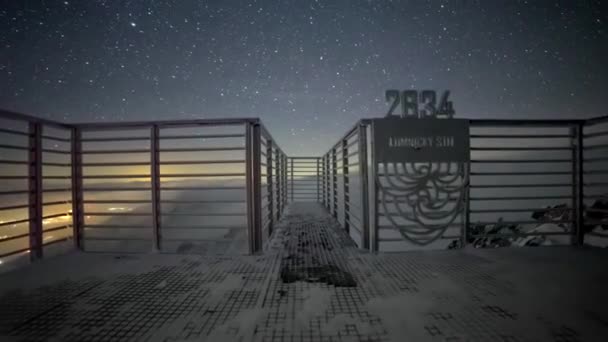 Вид Гору Тімелапсе Під Нічним Небом Повним Зірок Орбітальним Сузір — стокове відео