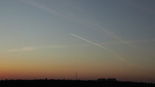 Time Lapse Del Tramonto Primaverile Con Aeroplano — Video Stock