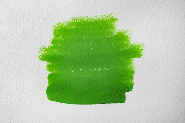 Mancha Verde Pintada Com Tinta Guache Sobre Papel — Fotografia de Stock