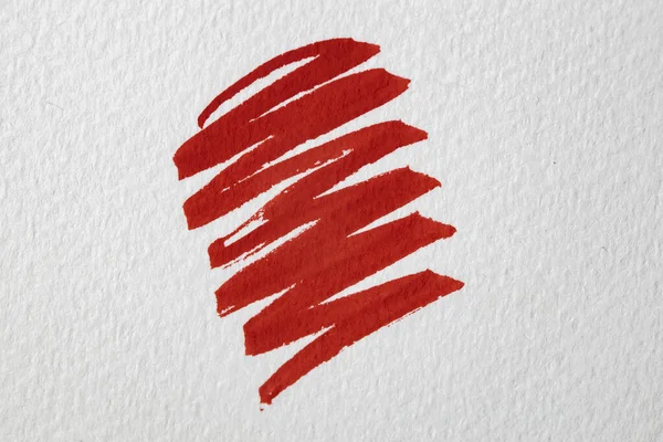 Taches Couleur Rouge Lignes Peinture Sur Papier — Photo