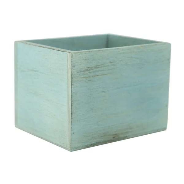 Caixa Madeira Azul Simples Isolado — Fotografia de Stock