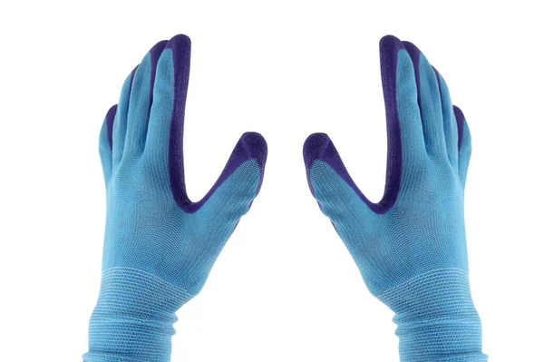 Blauwe Rubberen Tuinhandschoenen Geïsoleerd — Stockfoto