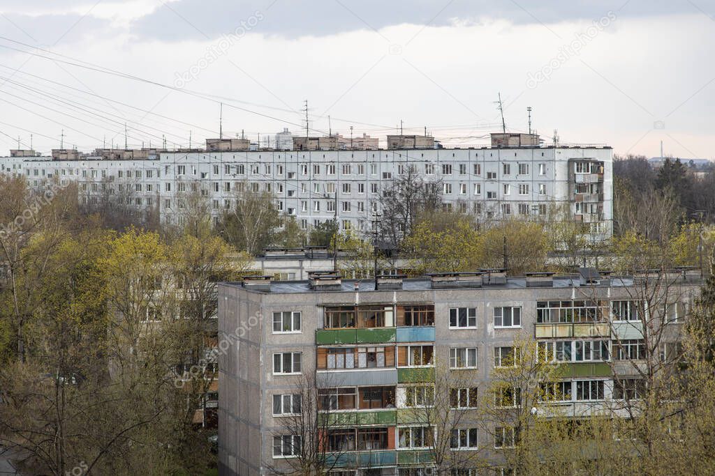 Russian prefabricated houses in spring