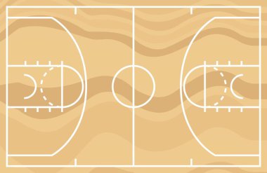 Basketball field top view vector illustration
