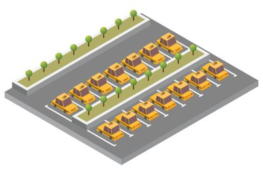 Isometric taxi parking vector illustration