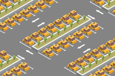 Isometric taxi parking vector illustration