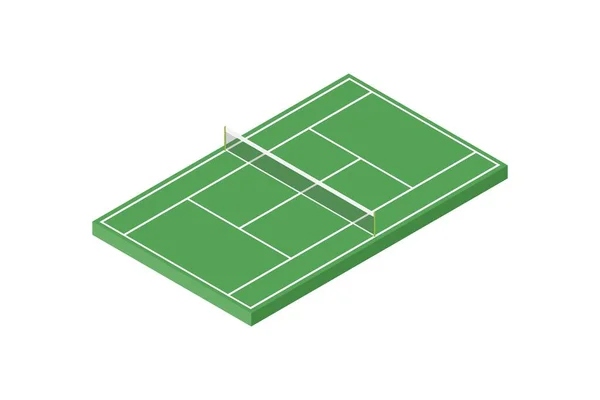 Isometrische Darstellung Des Tennisfeldvektors — Stockvektor