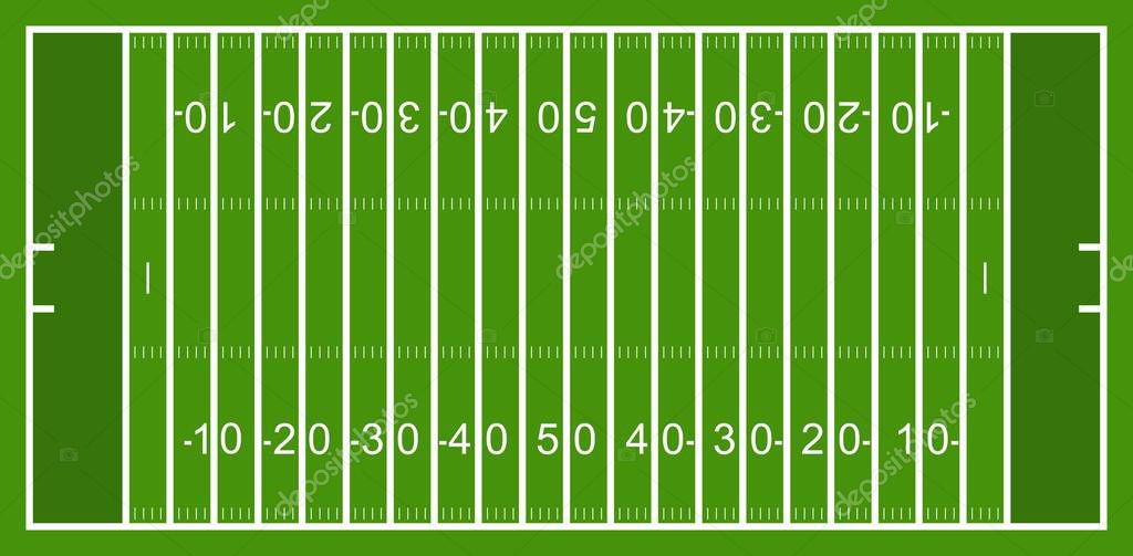 American football field top view vector illustration