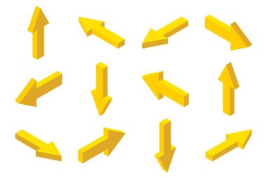 Isometric okları vektör illüstrasyonunu beyaz arkaplanda izole etti