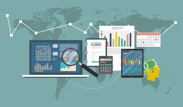Projeto Plano Auditoria Análise Dados Contabilidade Planejamento Gestão Pesquisa Cálculo — Vetor de Stock