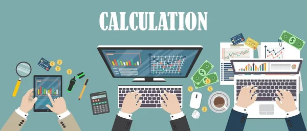 Konstrukcja Płaska Audytów Analiz Danych Rachunkowości Planowania Zarządzania Badań Obliczeń — Wektor stockowy