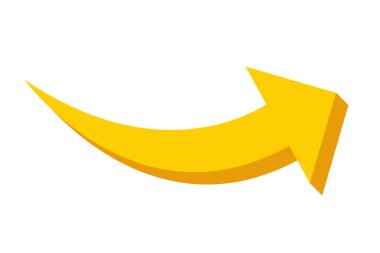 Eğri ok vektör çizimi beyaz arkaplanda izole edildi