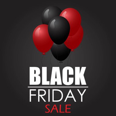 Kara Cuma indirimi. Balonların arka plan tasarımı. Vektör illüstrasyonu