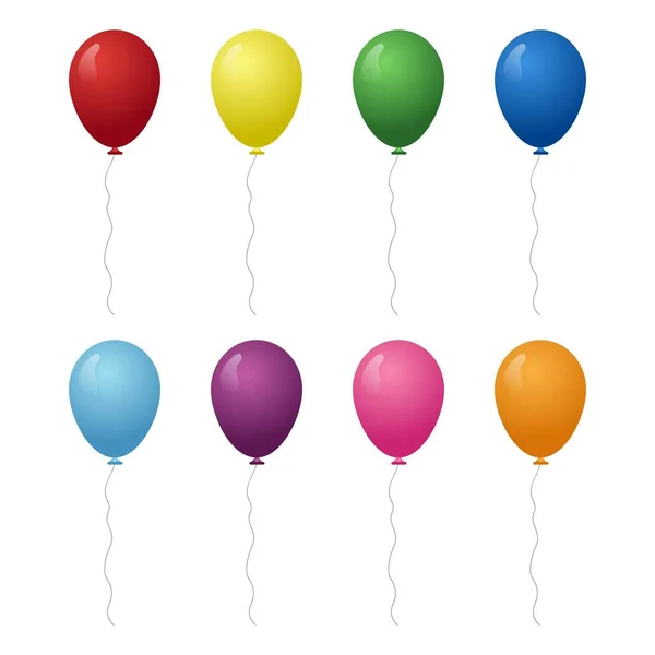 Birthday Balloons Vector Illustration Realistic Colorful Balloons — Stock Vector