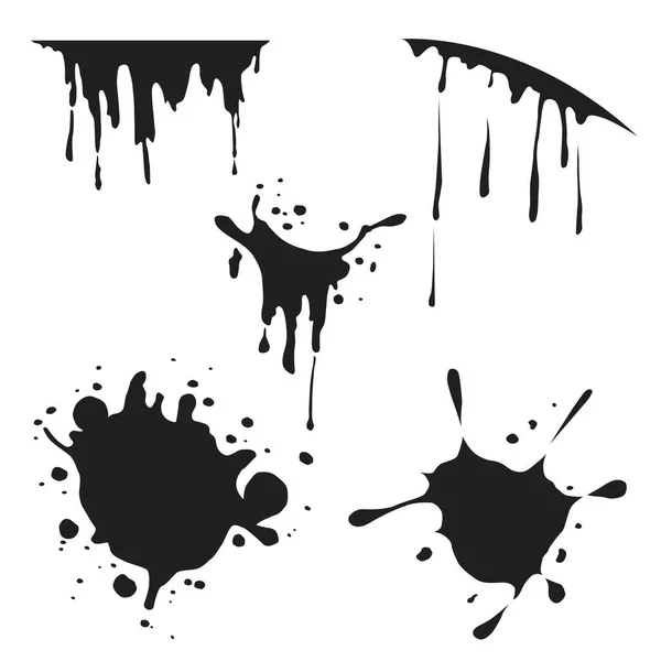 在白色背景上分离的一组不同的血液飞溅 — 图库矢量图片