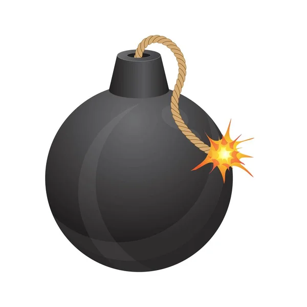 Bomba Hořící Pojistky Vektorové Ilustrace Izolované Bílém Pozadí — Stockový vektor