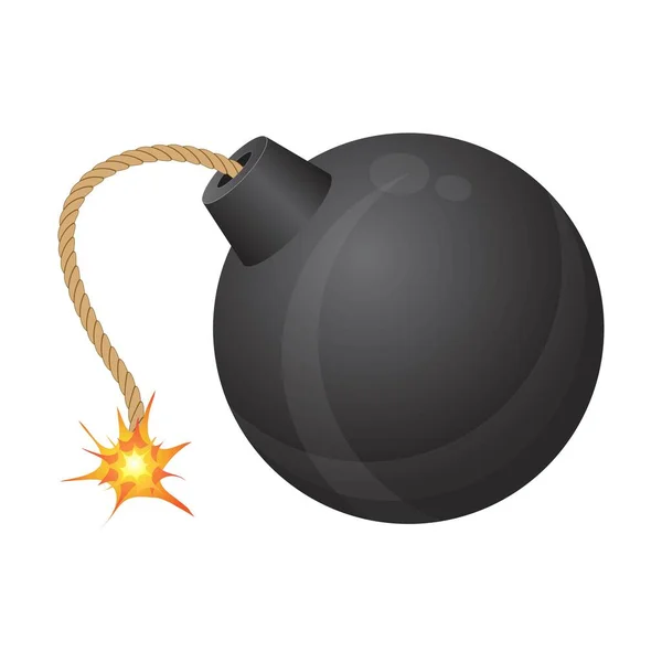 Bomb Égő Biztosíték Vektor Illusztráció Elszigetelt Fehér Alapon — Stock Vector