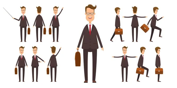 Ensemble Hommes Affaires Dans Différentes Positions Illustration Vectorielle Dans Design — Image vectorielle