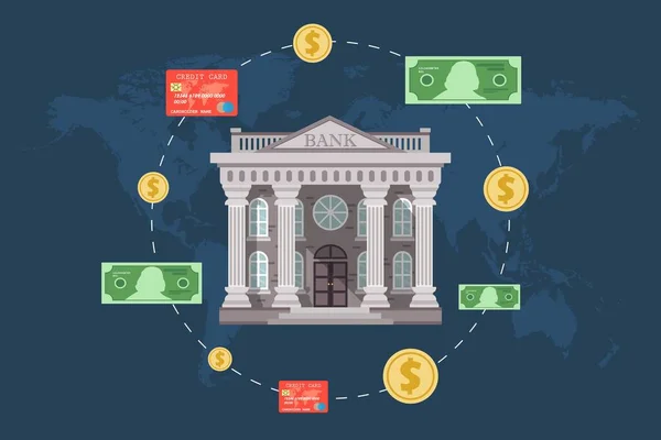 Konzept Des Globalen Devisenmarktes Des Bankensystems Des Bankenhandels Des Bankenkonzepts — Stockvektor
