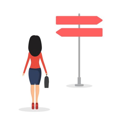 İş kadını düz tasarımlı bir vektör çizimi yapmak zorunda..