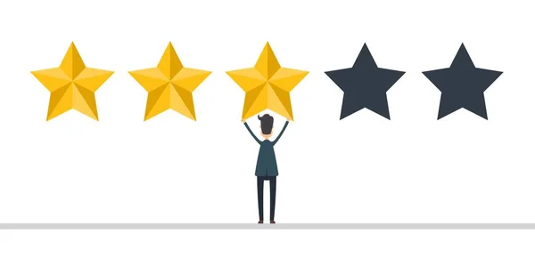 Zakenman Pak Geven Een Review Evaluatie Concept Terugkoppeling Vector Illustratie — Stockvector