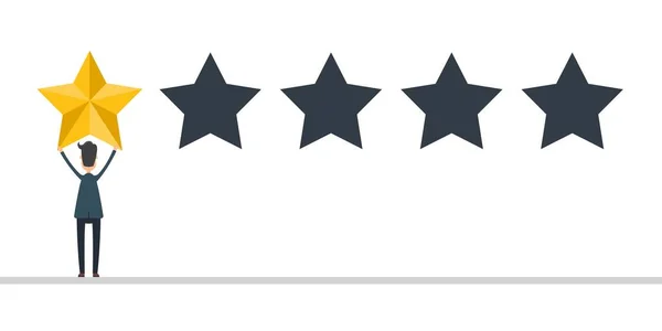 Zakenman Pak Geven Een Review Evaluatie Concept Terugkoppeling Vector Illustratie — Stockvector