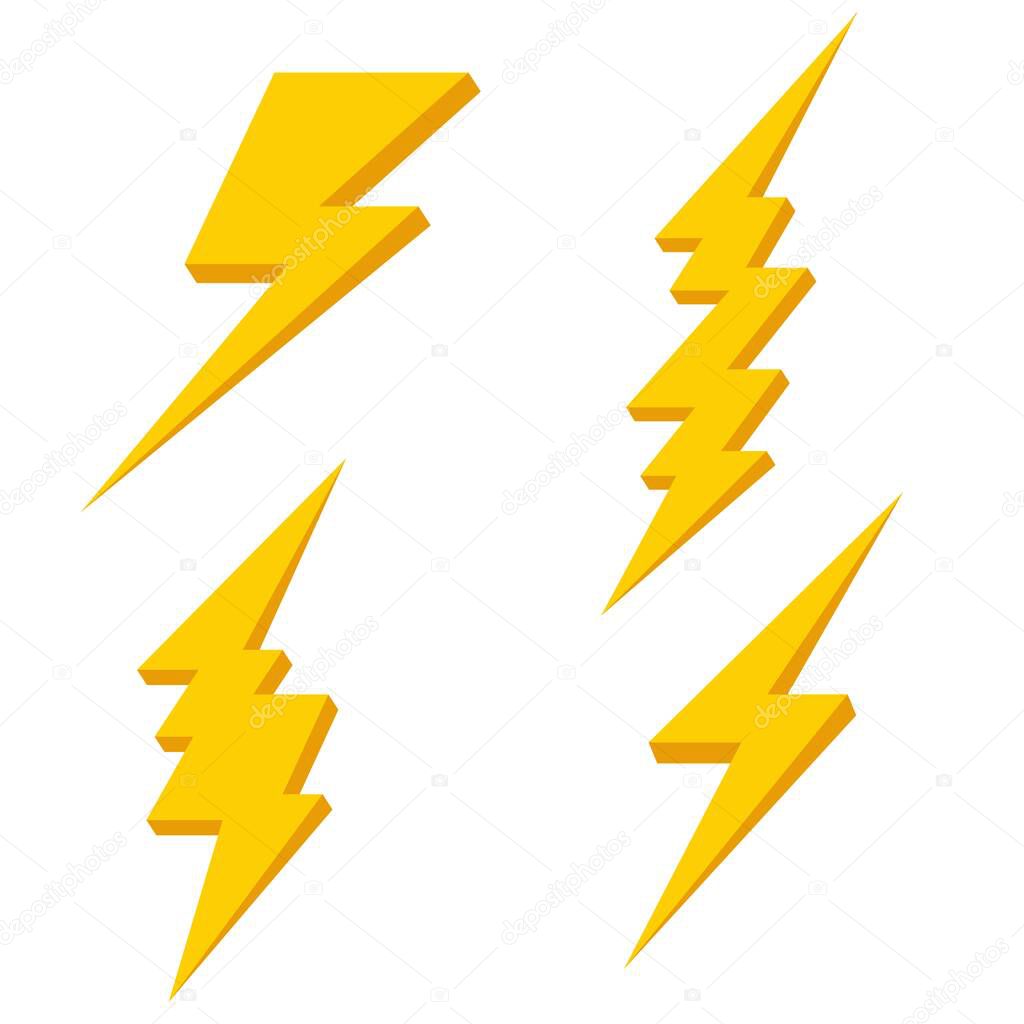 Lightning bolt vector illustration isolated on white background