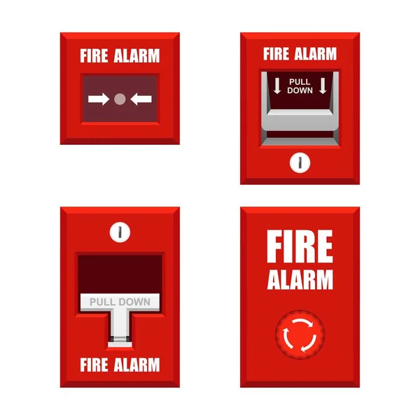 Set Van Brandalarm Vector Illustratie Geïsoleerd Witte Achtergrond — Stockvector