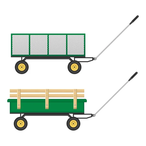 Illustration Vectorielle Chariot Vert Isolé Sur Fond Blanc — Image vectorielle