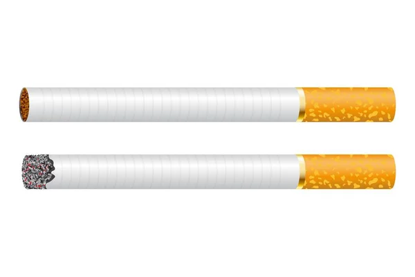 Ilustração Vetor Fumegante Cigarro Isolado Fundo Branco — Vetor de Stock