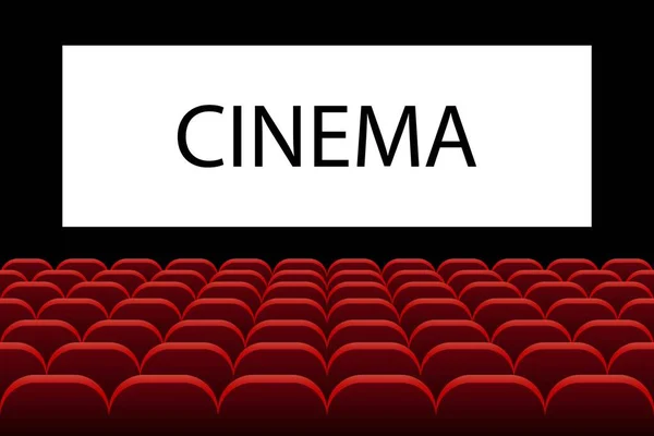Sinema koltukları ve ekran vektör illüstrasyonu. Film zamanı.