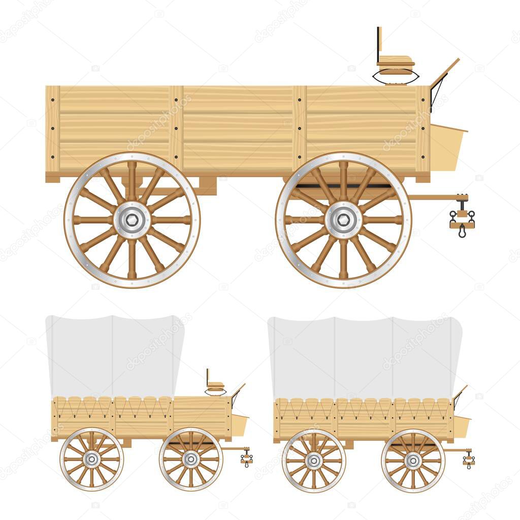 Wild west wagon vector illustration isolated on white background