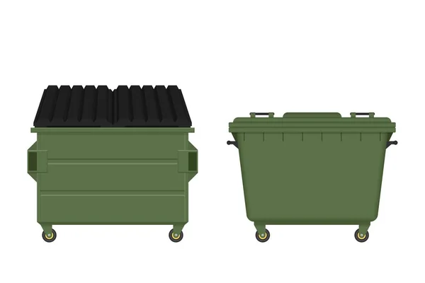 Müllcontainer Vektor Illustration Isoliert Auf Weißem Hintergrund — Stockvektor