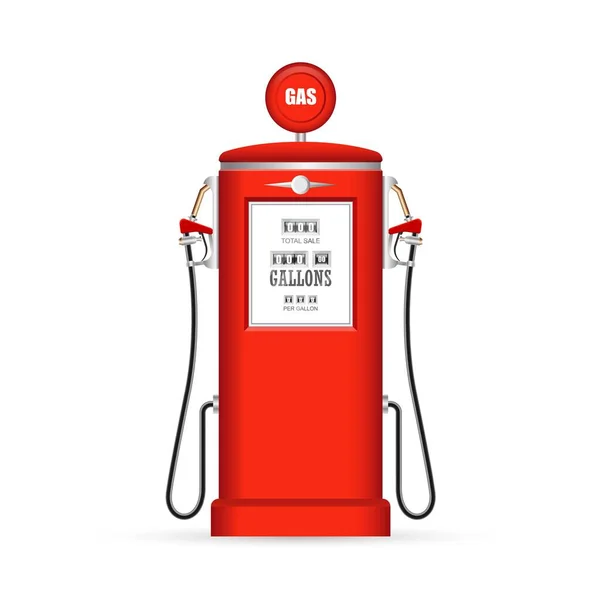 Retro Gas Pomp Vector Illustratie Geïsoleerd Witte Achtergrond — Stockvector