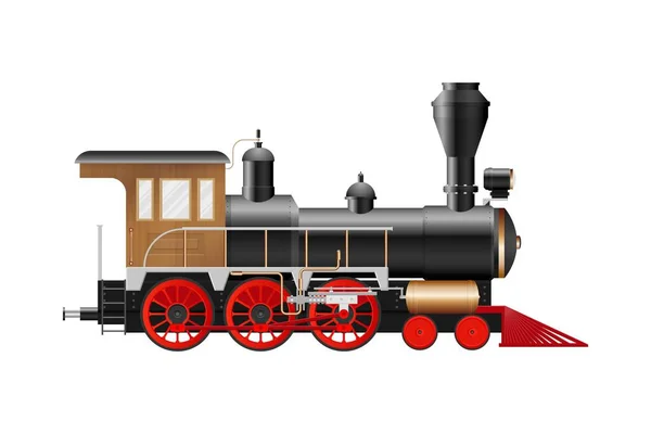 Vintage Steam Locomotive Vector Illustration Isolated White Background — Stock Vector