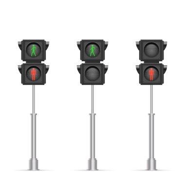 Yaya trafiği ışık vektör çizimi beyaz arkaplanda izole edildi