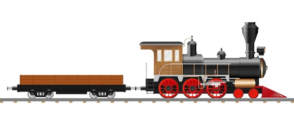 Vintage Steam Locomotive Wagon Vector Illustration Isolated — Stock Vector