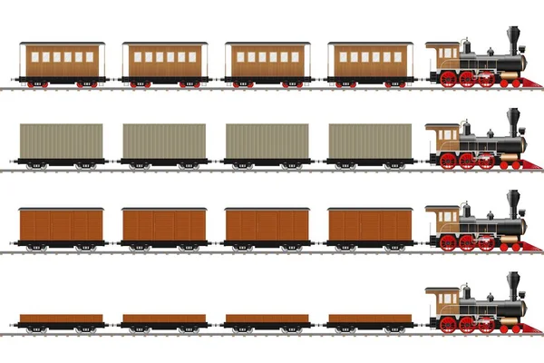 Locomotive Vapeur Vintage Illustration Vectorielle Chariot Isolé — Image vectorielle