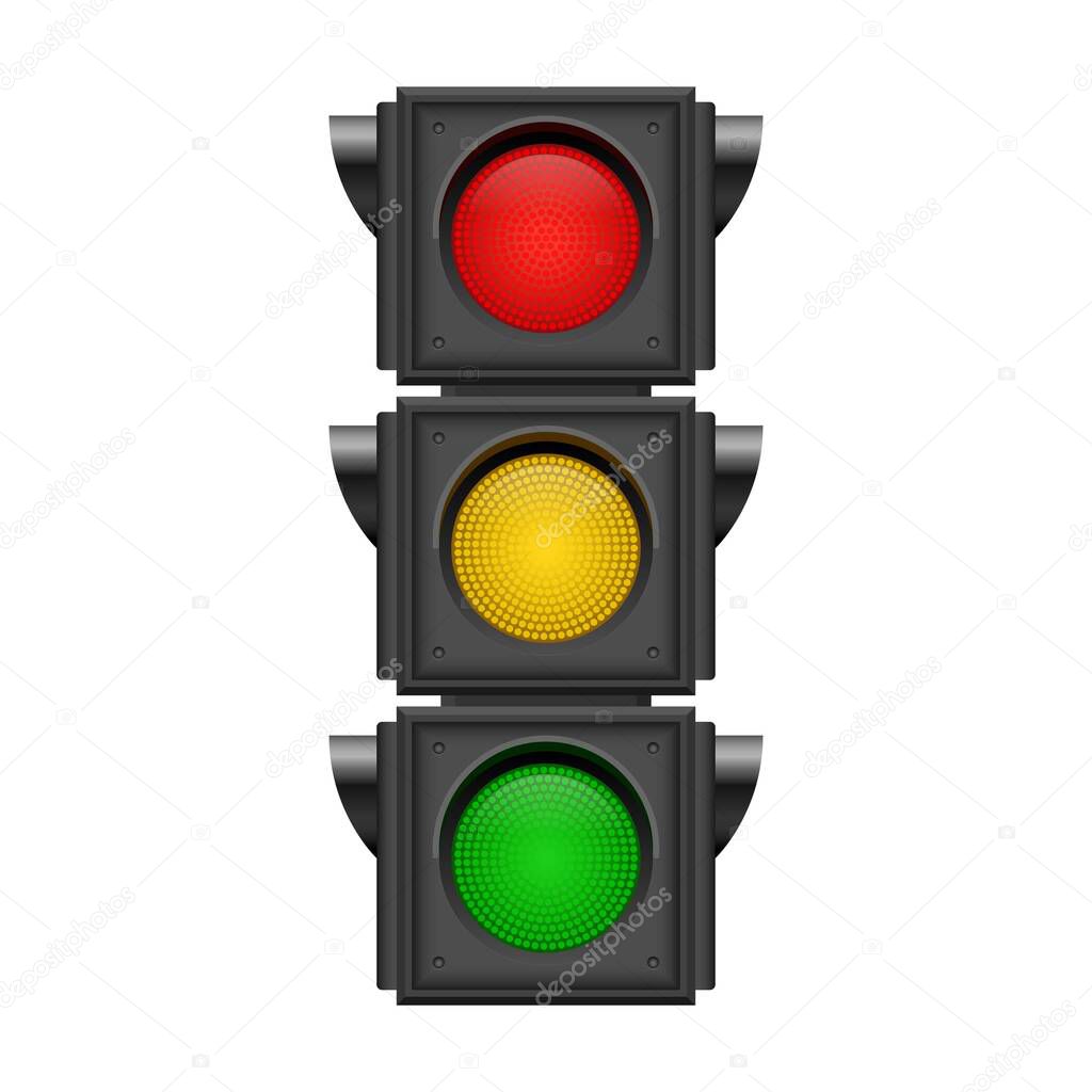 Traffic lights vector illustration isolated on white background