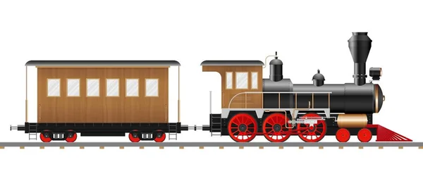 Vintage Steam Locomotive Wagon Vector Illustration Isolated — Stock Vector
