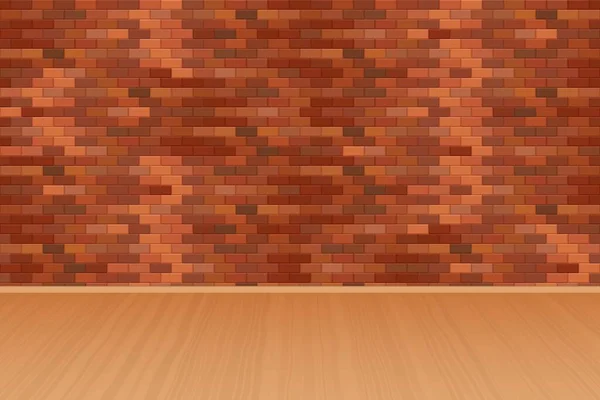 赤レンガの壁と木製の床ベクトルのイラスト — ストックベクタ