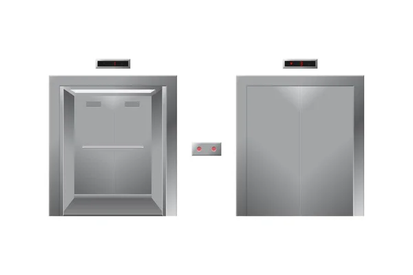 Illustration Vectorielle Ascenseur Ouverte Fermée Isolée Sur Fond Blanc — Image vectorielle