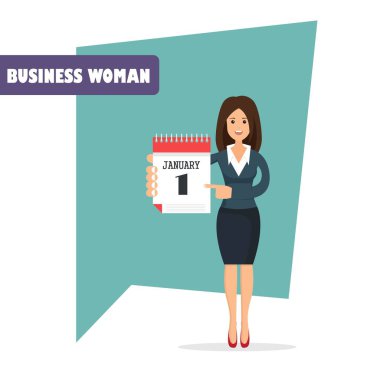 Düz tasarımlı iş kadını karakter vektör çizimi