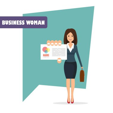 Düz tasarımlı iş kadını karakter vektör çizimi