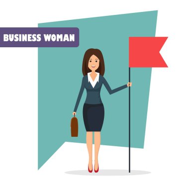 Düz tasarımlı iş kadını karakter vektör çizimi