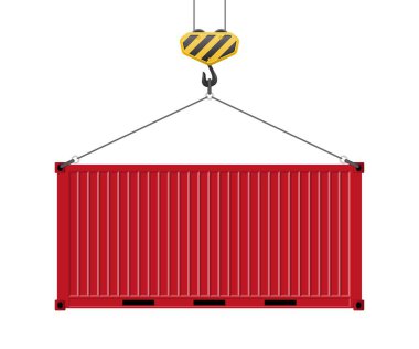 Kanca vektör illüstrasyonunda asılı konteyner beyaz arkaplanda izole.