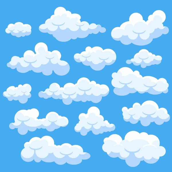 Σύνολο Από Κατάουν Σύννεφα Απομονωμένα Στον Γαλάζιο Ουρανό — Διανυσματικό Αρχείο