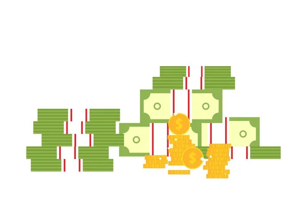 コインと銀行券のベクトル図は白い背景に孤立 — ストックベクタ