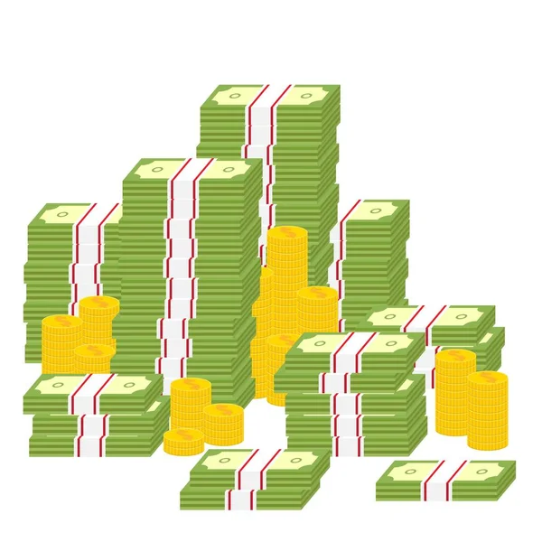 コインと銀行券のベクトル図は白い背景に孤立 — ストックベクタ